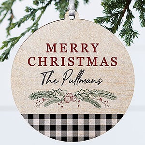 Festive Foliage Personalized Christmas Ornament - 1 Sided Wood - 28447-1W