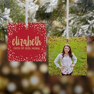 Sparkling Name Meaning Personalized Square Photo Ornament- 2.75 Metal - 2 Sided - 28451-2M