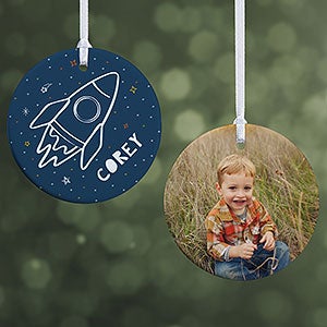 Rocket Ship Personalized Ornament - 2 Sided Glossy - 28458-2S