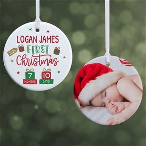 Babys First Christmas Age Personalized Ornament - 2 Sided Glossy - 28460-2S