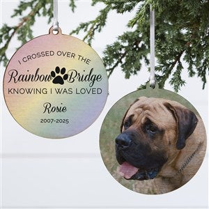 Rainbow Bridge Pet Memorial Personalized Ornament- 3.75 Wood - 2 Sided - 28462-2W