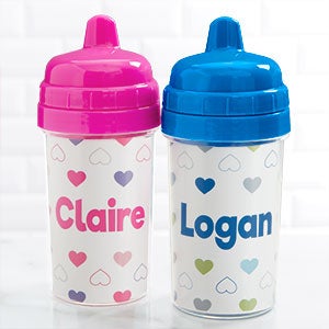 Hearts Personalized Toddler 10 oz Sippy Cups