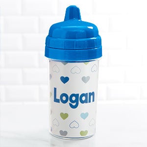 Hearts Personalized Toddler 10 oz. Sippy Cup- Blue - 28474-B