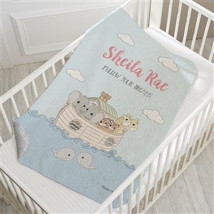 Precious Moments® Noahs Ark Personalized Baby Girl 30x40 Quilted Blanket - 28485-SQ