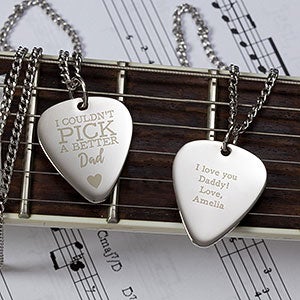 Couldnt Pick A Better Dad Personalized Silver Guitar Pick Pendant - 28497