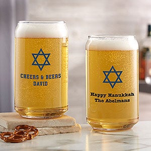 Choose Your Icon Personalized Hanukkah 16oz Beer Can Glass - 28500-B