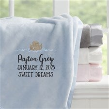 Precious Moments® Noahs Ark Embroidered Baby Boy Blue Satin Trim Blanket - 28523-B