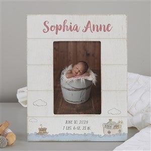 Precious Moments® Noahs Ark Personalized Baby Girl Shiplap Frame- 4x6 Vertical - 28556-4x6V