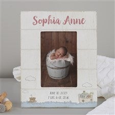 Precious Moments® Noahs Ark Personalized Baby Girl Shiplap Frame- 4x6 Vertical - 28556-4x6V