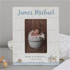 Precious Moments® Noahs Ark Personalized Baby Boy Shiplap Frame- 4x6 Vertical - 28557-4x6V