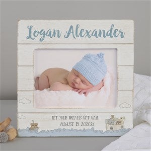 Precious Moments® Noahs Ark Personalized Baby Boy Shiplap Frame- 5x7 Horizontal - 28557-5x7H