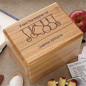 Engraved Wooden Recipe Box and Recipe Cards - From the Kitchen of Design - 2873-R