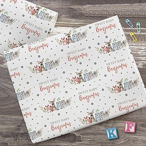 Sweet Baby Woodland Personalized Wrapping Paper Roll - 6ft Roll - 28772