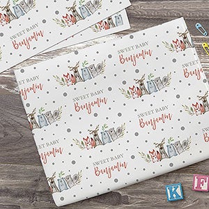 Sweet Baby Woodland Personalized Wrapping Paper Sheets - Set of 3 - 28772-S