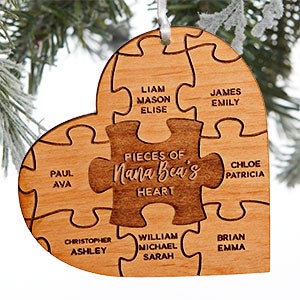 Pieces Of Her Heart Personalized Natural Wood Ornament - 28833-N