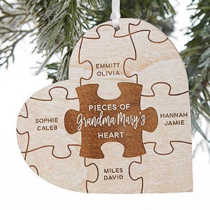 Pieces Of Her Heart Personalized Wood Ornament- Whitewash - 28833-W