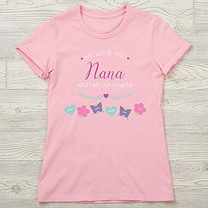 Grandma Has All Our Hearts Personalized Next Level Ladies Fitted Tee - 28872-NL