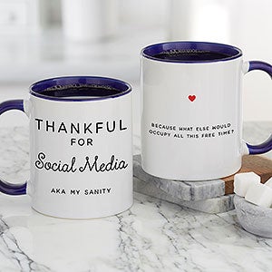 Thankful For Personalized Coffee Mug 11 oz.- Blue - 28966-BL