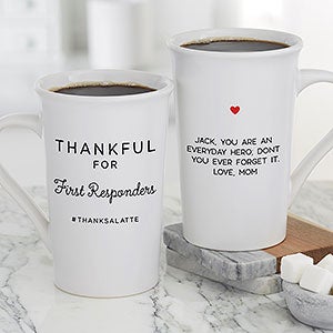 Thankful For Personalized Latte Mug 16 oz.- White - 28966-U