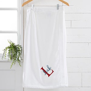 Playful Name Embroidered Womens White Towel Wrap - 28988-W