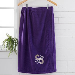 Playful Name Embroidered Womens Purple Towel Wrap - 28988-P