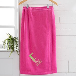 Ombre Initial Embroidered Womens Pink Towel Wrap - 28989-PK