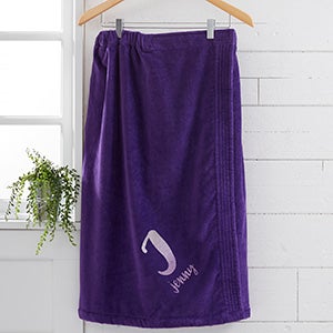 Ombre Initial Embroidered Womens Purple Towel Wrap - 28989-P
