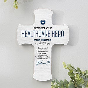 Protect Our Frontline Hero Personalized Wall Cross - 5x7 - 29038-S