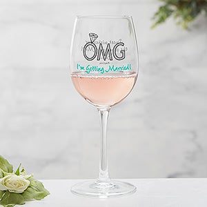 OMG Im Getting Married philoSophies® Personalized White Wine Glass - 29047-W