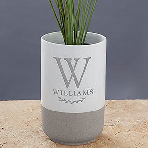 Family Laurel Personalized Monogram Cement Vase - 29062