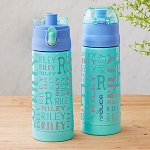 Name  Initial Personalized 13 oz Reduce Frostee Water Bottle - Aqua - 29239-A