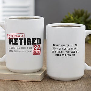 Officially Retired Personalized Coffee Mug 15 oz White - 29245-L