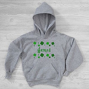 Lucky Clover Personalized St. Patricks Day Hanes® Kids Hooded Sweatshirt - 29251-YHS