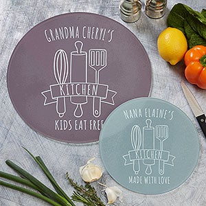 Personalized Name Tempered Glass Cutting Board Clear