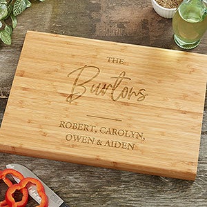 Classic Elegance Family Personalized Bamboo Cutting Board 10x14 - 29267