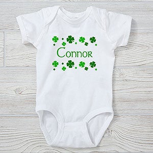 Lucky Clover Personalized St. Patricks Day Baby Bodysuit - 29272-CBB