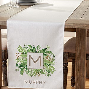 Greenery Monogram Personalized Table Runner- 16 x 60 - 29275-S