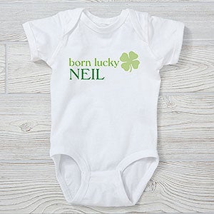 Born Lucky Personalized St. Patricks Day Baby Bodysuit - 29300-CBB