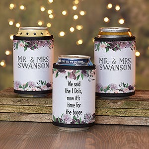 Plum Colorful Floral Personalized Wedding Favor Can  Bottle Wrap - 29486
