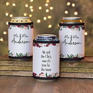 Wine Colorful Floral Personalized Wedding Favor Can  Bottle Wrap - 29487