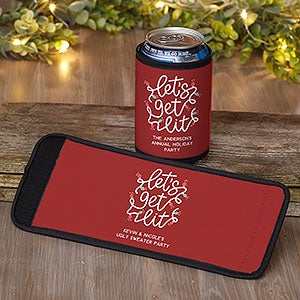 Lets Get Lit Personalized Christmas Can  Bottle Wrap - 29524