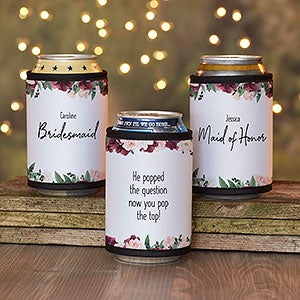 Wine Colorful Floral Bridesmaid Personalized Can  Bottle Wrap - 29608