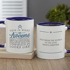 This Is What an Awesome Grandpa Looks Like Personalized Coffee Mug 11 oz.- Blue - 29614-BL