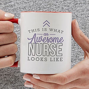This Is What an Awesome Nurse Looks Like Personalized Coffee Mug 11 oz Red - 29618-R