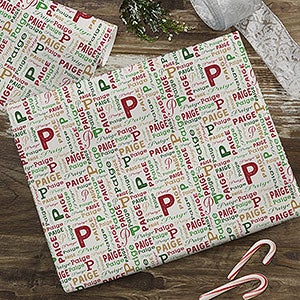 Christmas Repeating Name Personalized Wrapping Paper Roll - 29667