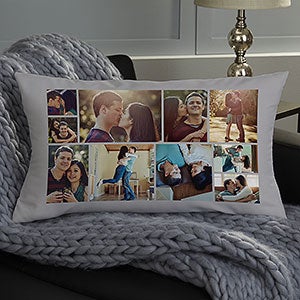 Photo Collage For Couples Personalized Lumbar Velvet Throw Pillow - 29709-LBV