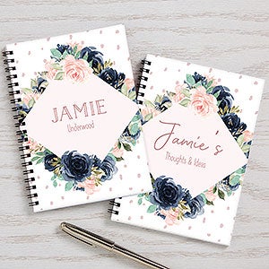 Navy Colorful Floral Personalized Mini Journals - Set of 2 - 29766