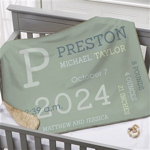 Modern All About Baby Boy Personalized 30x40 Sherpa Baby Blanket - 29781-SS