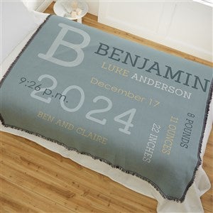 Modern All About Baby Boy Personalized 56x60 Woven Throw Baby Blanket - 29781-A