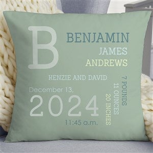 Modern All About Baby Boy Personalized 18 Baby Velvet Throw Pillow - 29784-LV